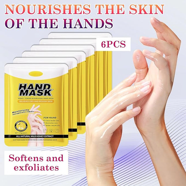 6 Pairs Hand Masks Moisturizing Gloves, Hydrating Hand Mask Moisturizer Gloves Care for Dry Cracked Hands, Smooth Long Lasting Soft Firming Hand Mask Gift Set for Men Women（M