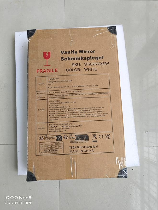 LUXFURNI Vanity Mirror with Lights, 20.5" L x 13" W Arched LED Makeup Mirror, Lighted Makeup Mirror with Lights, Smart Touch Control Dimmable 3 Modes Light, Gold