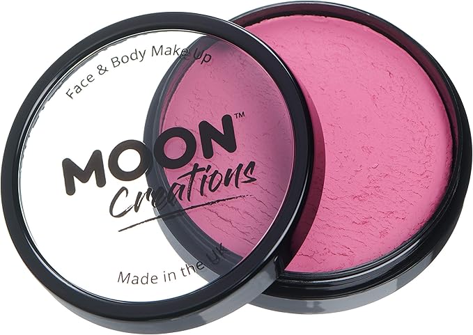 Pro Face & Body Paint Cake Pots by Moon Creations - Bright Pink - Professional Water Based Face Paint Makeup for Adults, Kids - 1.26oz