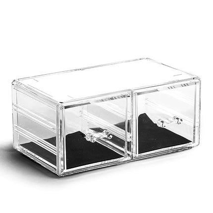 BINO THE MANHATTAN SERIES Acrylic Makeup Drawer Organizer- 2 Drawer Short | Clear Beauty Organizers and Storage| Cosmetic & Makeup Drawer| Home Organization| Jewelry & Vanity Accessories Drawers