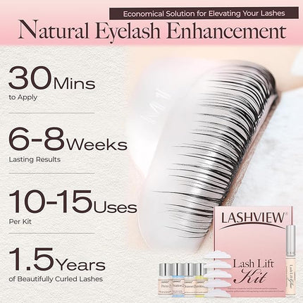 LASHVIEW Lash Lift and Eyebrow Kit, Professional Eyelash Perm Kit and Eyelash & Eyebrow Set Quick Lifting & Voluminous Coloring Gifts for Women Salon Grade Home DIY(Brown)