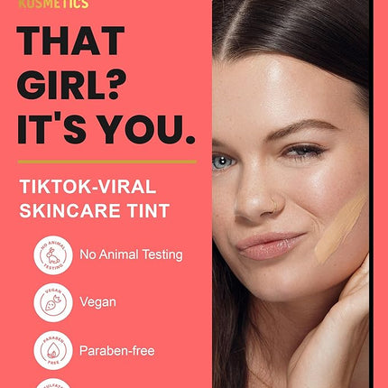 Konfident Glow Skin Tint – Amber Ambition Hydrating Oil-Free Glass-Skin Foundation, Buildable Light-to-Medium Coverage, 30 ml – Inclusive Clean Makeup for Radiant Confidence