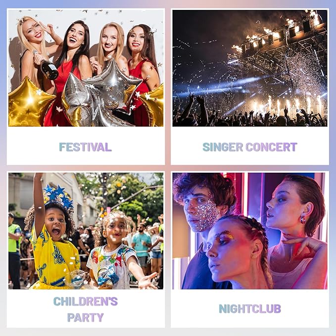 DAGEDA Rainbow Color Body Glitter Gel, Holographic Face Glitter Body Gel Rave Party Accessories, Chunky Glitters for Face Hair Nails, Cosmetic Laser Powder Festival Sequins Paint Makeup