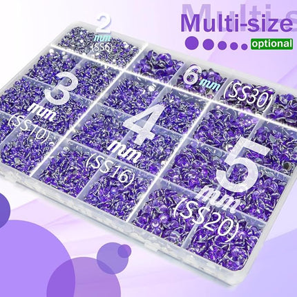 qiipii Dark Purple Crystal Resin Rhinestones w B7000 Glue for Bedazzling Crafting 2mm-6mm Flatback Stones Diamonds Crystals Gems Bedazzler Kit for Nails Face Eyes Makeup Tumblers Bottles Crafts Shoes