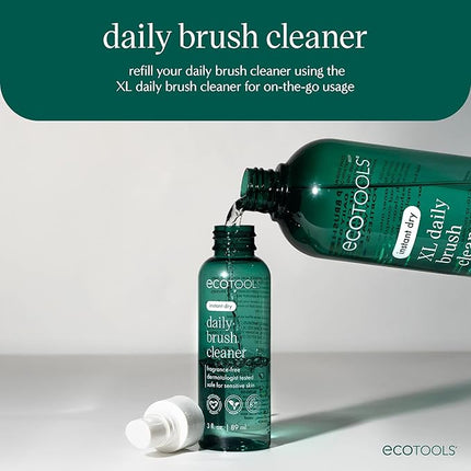 EcoTools Daily Makeup Brush Cleanser Spray, Quick Drying, Fragrance Free & Dermatologist Tested, Travel Size, TSA Approved, Cruelty-Free & Vegan 3 fl oz./89 ml. Bottle XL Refill