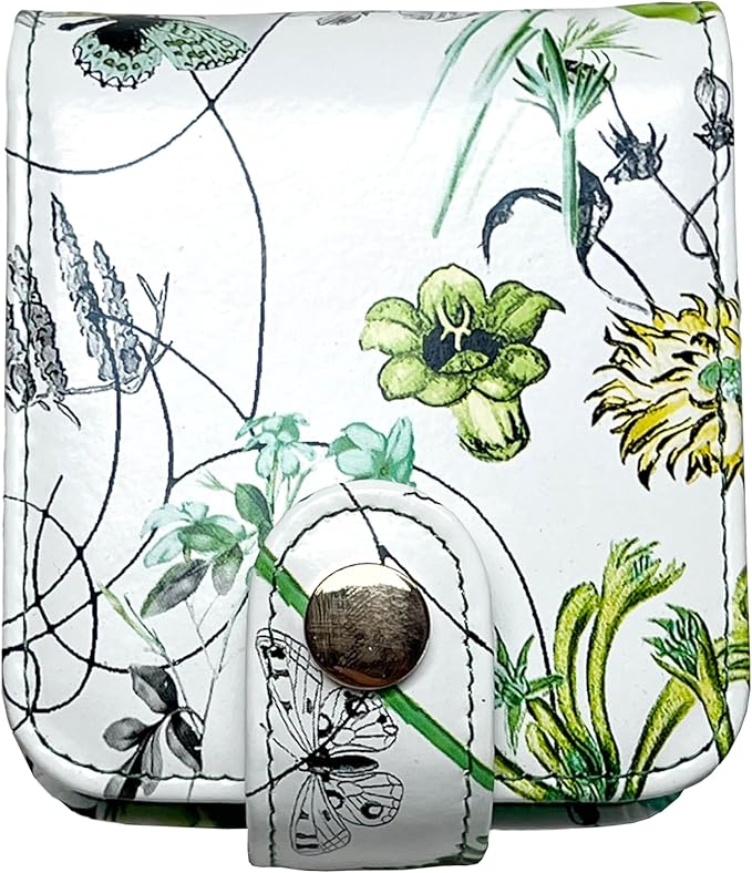 Cockatoo Leather Lipstick Case with Mirror Makeup Holder Portable Small Cosmetic Bag for Women More Colors