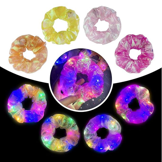 4Pcs LED Hair Ties for Women & Girls: Multi Mode Light Up Hair Accessories for Neon Glow Rave, Christmas Festivals