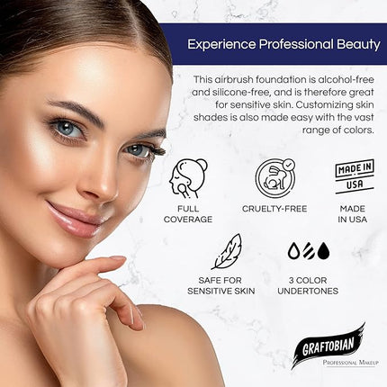 GlamAire Airbrush Makeup by Graftobian - High Definition Airbrush Foundation, Professional Formula for Long-Lasting Wear, For Makeup Artists and Beauty Aficionados, Made in USA, Graceful Swan (W)