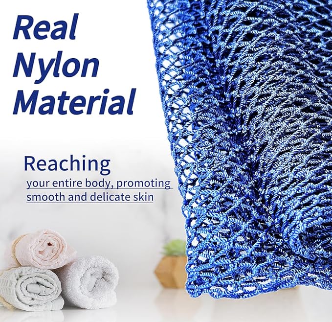 African Net Sponge Authentic, African Exfoliating Sponge Real African Net Black Owned, African Bath Sponge Back Scrubber, Body Exfoliator Shower Bath Accessories (Blue)