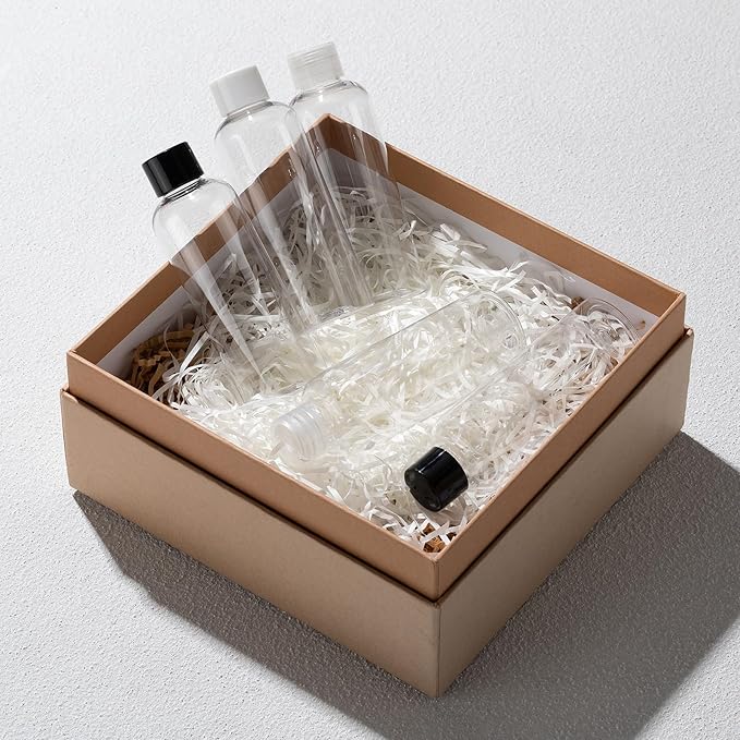 Tekson Plastic Travel Size Bottles 3.4 oz, Travel Mouthwash Bottle, Refillable Containers for Cosmetic with White Screw Cap for Travel Essentials (100ml, Clear)