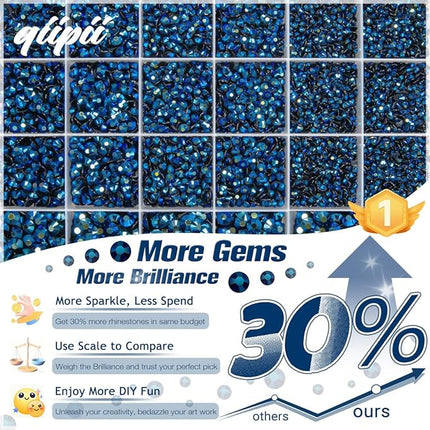 qiipii Ink Blue Resin Rhinestones w B7000 Glue for Bedazzling Crafting 2mm-6mm Montana Flatback Jelly Stones Navy Blue Diamonds Gems Bedazzler Kit for Nails Face Eyes Makeup Tumblers Bottles Crafts