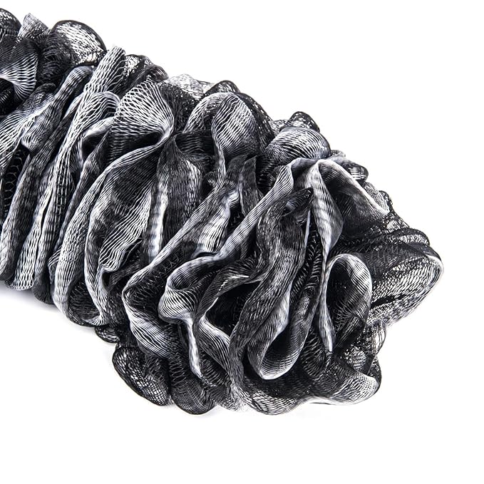 Back Scrubber for Shower,Loofah Long Handle Bath Body Brush,Soft Nylon Mesh Sponge for Shower,Loofah On a Stick for Men Women,Exfoliating Scrub Cleaning Luffa for Elderly(2-Pack,Black)