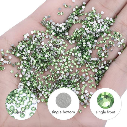 1440Pcs Light Green Crystal Rhinestones,Glass Flatback Rhinestones Gemstones Small for Nail Face Makeup Art Crafts Clothes Decoration - (SS4,1.6mm,Light Green)