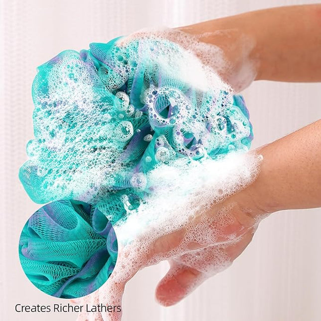 Fu Store Loofah Sponge Shower Loofahs 80g Bath Sponges Mesh Balls 4 Colors Body Scrubber Exfoliator Wash Back Scrubber Bathroom Men Women 4 Pack Scrubbers Cleaning Bathing Accessories