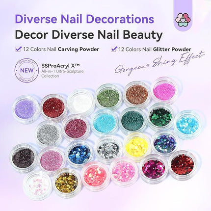 SAVILAND Professional Acrylic Nail Kit: Nail Kit Set with 4OZ Large Capacity Monomer Nail Drill 30 Days Wear Nail Extension Manicure Christmas Gift