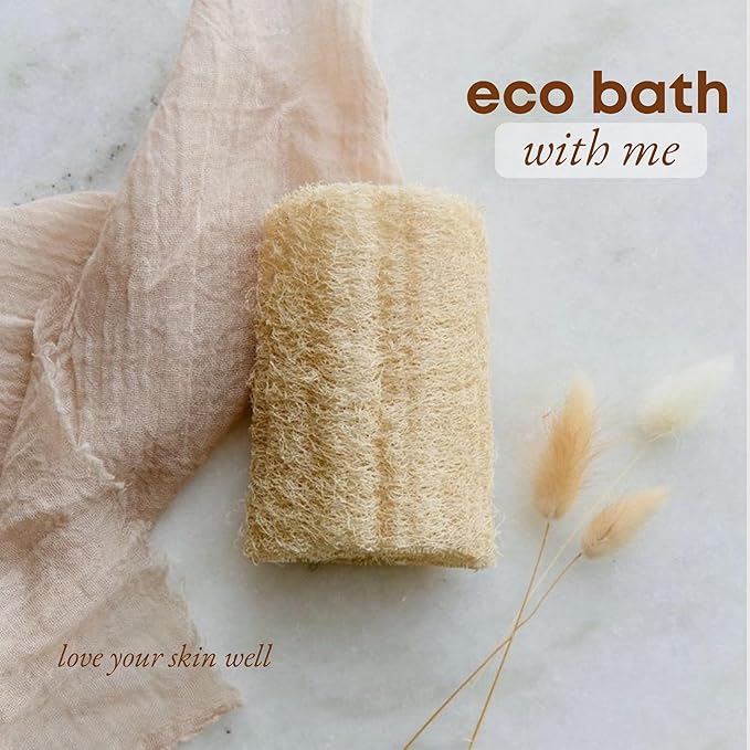 Natural Loofah Exfoliating Body Scrubber (Pack 4), Loofah Shower Sponge, Luffa for Exfoliating & Smooth Skin Cleansing, Women and Men, 100% Biodegradable Compostable, Dye Free