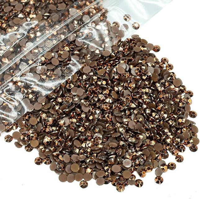 qiipii 1280PCS 6mm Copper Resin Rhinestones for Crafts Brown Flatback Jelly Rhinestones Bulk SS30 Non-Hotfix Coffee Stones Diamonds Crystals Gems for Mugs Tumblers Bottles Cups DIY Crafts Decor
