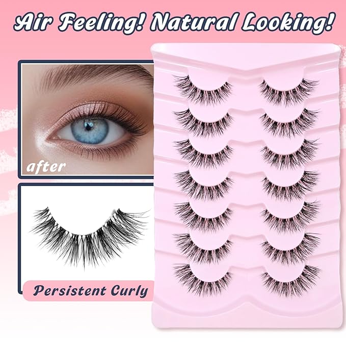 Eyelahses Wispy Lashes Cat Eye 10MM Short Lashes C Curl Soft Lash Strips Siligli