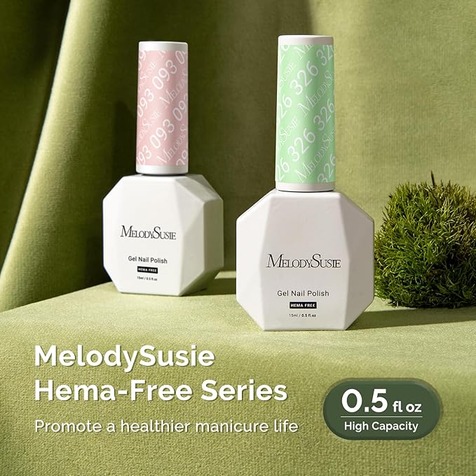 MelodySusie Hema Free Gel Nail Polish, 0.5 Fl Oz Thick Light Green Gel Polish, Non Toxic, Long Lasting, Soak Off UV Nail Polish, Manicure Nail Design Salon DIY Nail Art at Home 326