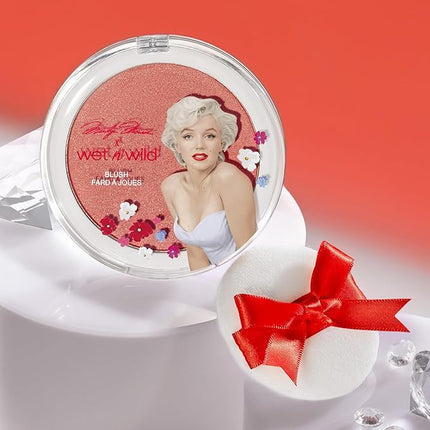 wet n wild Marilyn Monroe Collection Icon Blush – Velvety Pearlescent Powder Blush, Buildable & Blendable Formula Infused with Vitamin E, Includes Sponge Applicator, Cruelty-Free – Rose