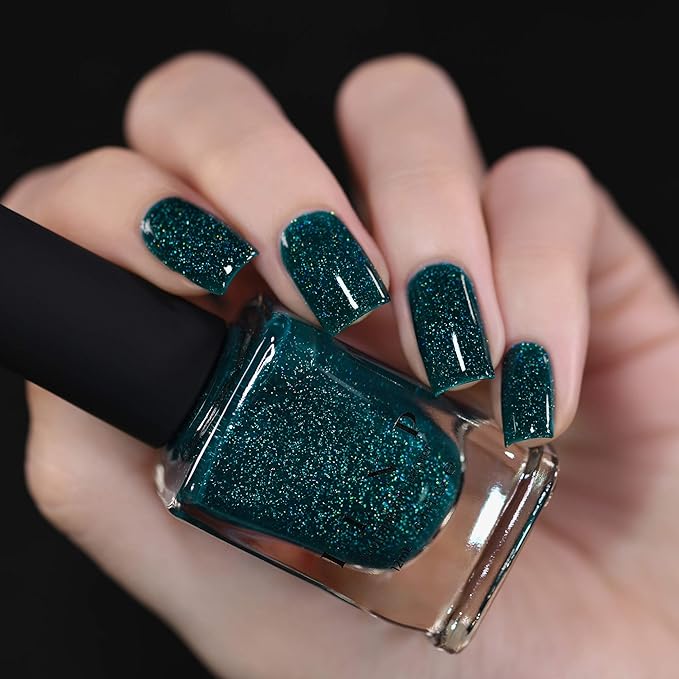 ILNP Cheers - Creamy Forest Blue-Green Holographic Nail Polish, Chip Resistant, 7-Free, Non-Toxic, Vegan, Cruelty Free, 12ml