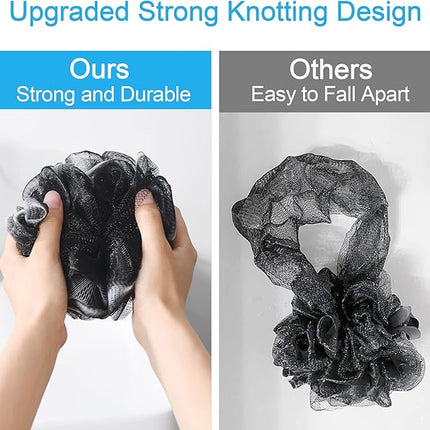 AmazerBath Loofah Sponge 60g/Piece, Loofah for Men Body Scrubber - Bath Sponge Loofa Set of 4 Black