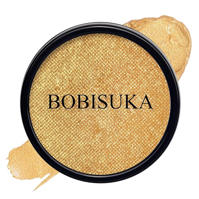 BOBISUKA Metallic Gold Face Body Paint, Water-Based Face Painting Kit & Body Paints, Facepaint for Adults Halloween Golden Masquerade Mask & Skull Special Effects Art Make-Up Costume Cosplay & Theater