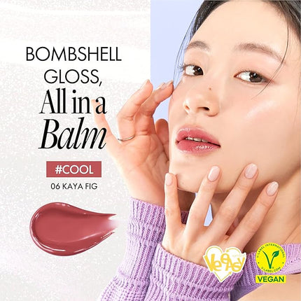 Glasting Melting Balm - High Shine, Hydrating Tinted Lip Balm - Buildable Gloss & Vegan Formula - Korean Glossy Lip Balm with Shea Butter 0.12 oz (#06 Kaya Fig)