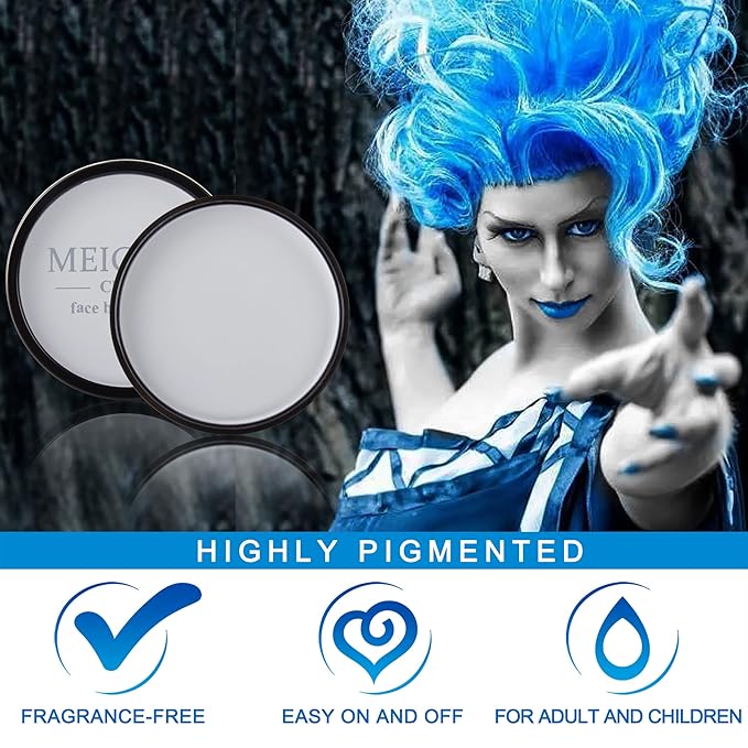 MEICOLY Grey Face Body Paint,30g/1.05oz Water Based Washable Face Paint, Zombie Makeup for Adult and Kid,Gray Body Paint,Halloween SFX Grayscale Homestuck Cosplay Makeup,Light Grey