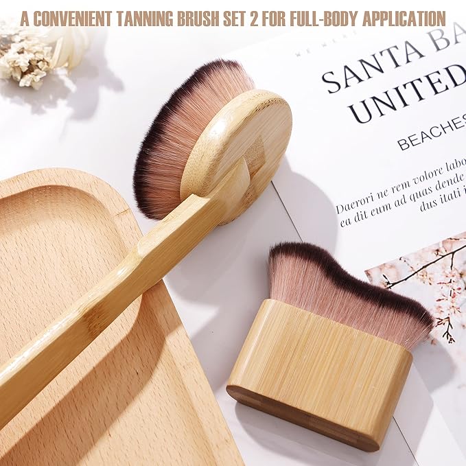 Self Tanner Brush Body Self Tanning Brush for Self Tan Makeup Brush Kabuki Self Tanner Back Applicator Brushes Face Self Tanning Blending Brushes Leg Makeup Brush for Self Tanner Applicator Set 2