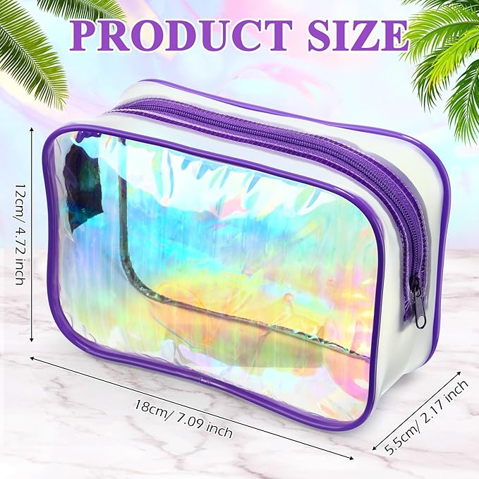 Weewooday 12 Pieces Clear Makeup Bags Cosmetic Storage Bags PVC Zipper Pouches Travel Waterproof Makeup Plastic Case for Women Organizing Toiletries Traveling Bathroom(Medium,Dazzling)