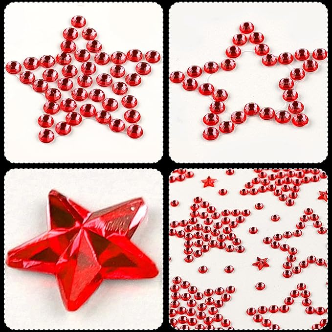 Halloween Face Gems 6 Sheets Hair Gems, Self Adhesive Face Jewels Stickers, Red Black Round Star Festival Face Gems Stick on, Halloween Rhinestone for Face, Eye, Makeup, Rave Accessories for Women