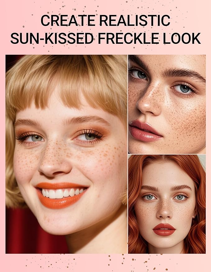 Erinde 2-In-1 Dual-Ended Freckle Pen & Freckle Stamp, Waterproof Freckles Makeup Kit with Precise Curved Tip for Natural, Lifelike Faux Freckles, Long-Lasting Quick Dry Smudge-Proof Fake Freck Pen, 04