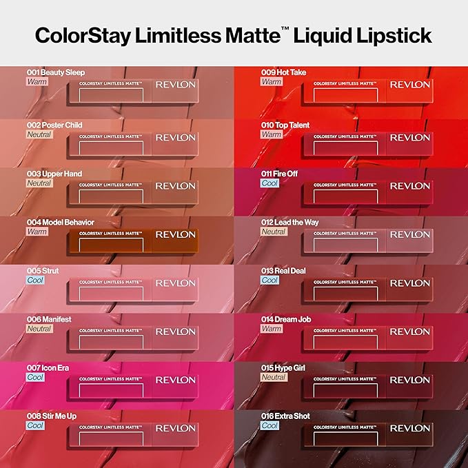 Revlon ColorStay Limitless Matte Liquid Lipstick, Vegan Formula, No-Budge, Longwear Lip Color, Long Lasting, Lightweight/Comfortable, Waterproof, 015 Hype Girl, 0.17 fl oz