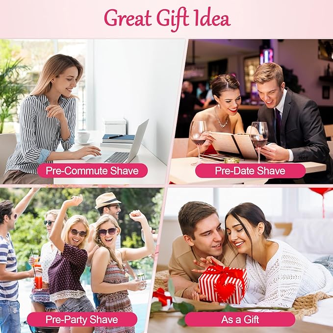 Dermave Bikini Shaver, 2 in 1 Dual Head Bikini Trimmer & Body Shaver, Pain-Free Electric Trimmer for Women, IPX7 Waterproof Wet & Dry, Ceramic Blade, Pink