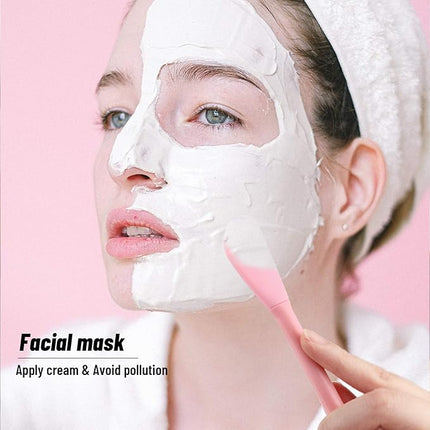 Silicone Facial Cleansing Brush 3 Designs, Beomeen 4 in 1 Handheld Face Scrubber for Deep Gentle Exfoliating, Double-Ended Face Wash Scrub Brush for Face Skincare and Massage (Pink)