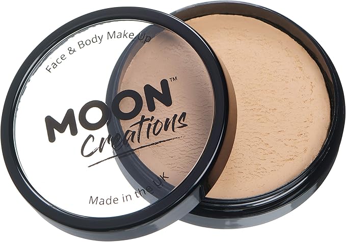 Pro Face & Body Paint Cake Pots by Moon Creations - Beige - Professional Water Based Face Paint Makeup for Adults, Kids - 1.26oz