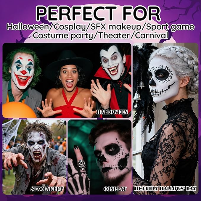 Halloween Black Yellow Green Face Paint Face Painting Kit For Witch Beast Boy Zombie Monster, Baseball Softball Sport Games, Cosplay, Costume, Theme Parties and SFX Special Effect
