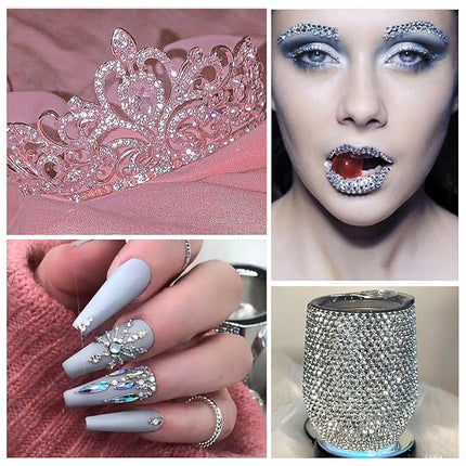 1440Pcs White Crystal Rhinestones,Glass Flatback Rhinestones Gemstones for Nail Face Makeup Art Crafts Clothes Decoration -(SS16,4.0mm,White)