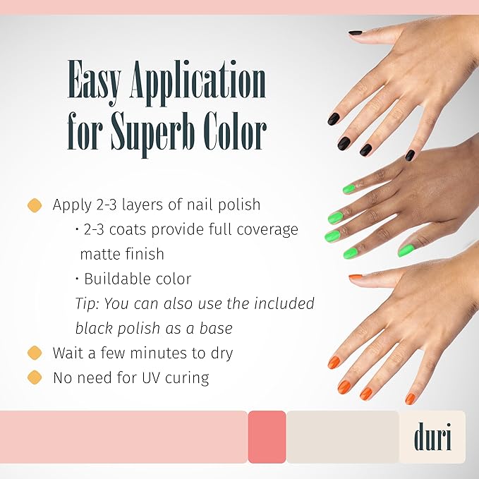 duri Trio Neon Nail Polish Set - Trick-Or-Treat Yo'Self, Matte Finish, Quick Drying, 0.45 Fl Oz each