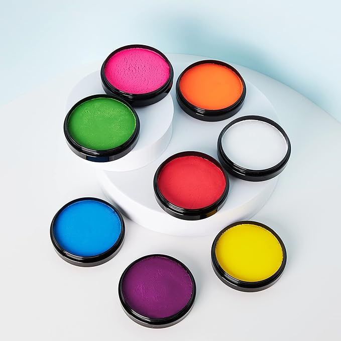 Pro Intense Neon UV Face & Body Paint Cake Pots by Moon Glow - Intense Yellow - Professional Water Based Face Paint Makeup for Adults, Kids - 1.26oz