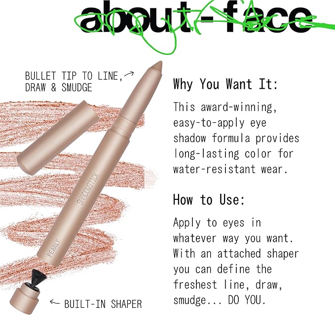 about-face Shadowstick – Long-Wear Cream Eyeshadow Stick – Matte & Pearly Finishes – Vegan, Cruelty-Free, Clean Beauty – 0.049 oz (Miracle Mimosa)