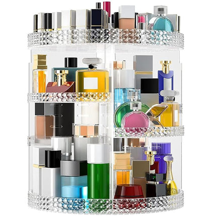 360 Rotating Makeup Organizer Countertop, Clear Acrylic Large Perfume Organizer, Organizador De Perfumes, 7 Layers Make Up Organizer and Storage Fits for Vanity and Bathroom - X-Large Clear