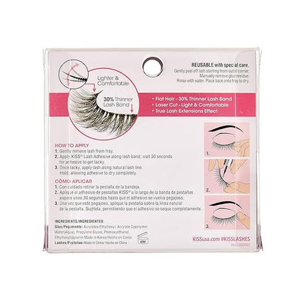 KISS Lash Couture LuXtensions Collection False Eyelashes, Flat Lash Technology, Super Slim Lash Band, Real Lash Extension Fibers, Reusable, Contact Lens Friendly Strip Lashes, Style 'Classic', 1 Pair