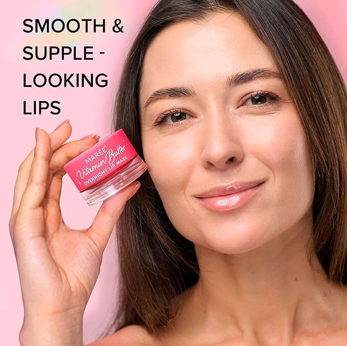 MAREE Lip Moisturizer - Lip Mask Overnight 2 Pack - Moisturizing Lips Butter Balm with Hyaluronic Acid - Lip Sleeping Mask - Lip Moisturizer For Very Dry Lips Care - Hidratante de Labios Care Products