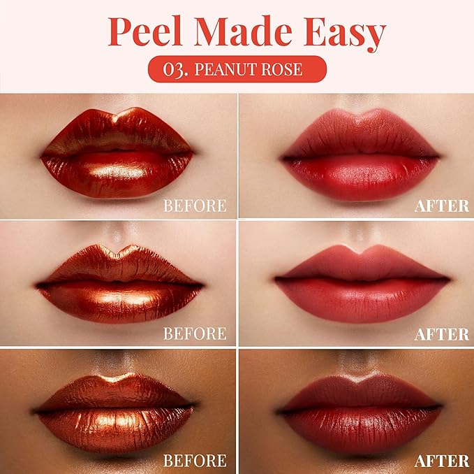 Peripera Ink Peel Off Lip Stain - Long Lasting, Transfer-Proof, Waterproof Korean Lip Tint with Color-Changing Peel-Off Formula (03 PEANUT ROSE)