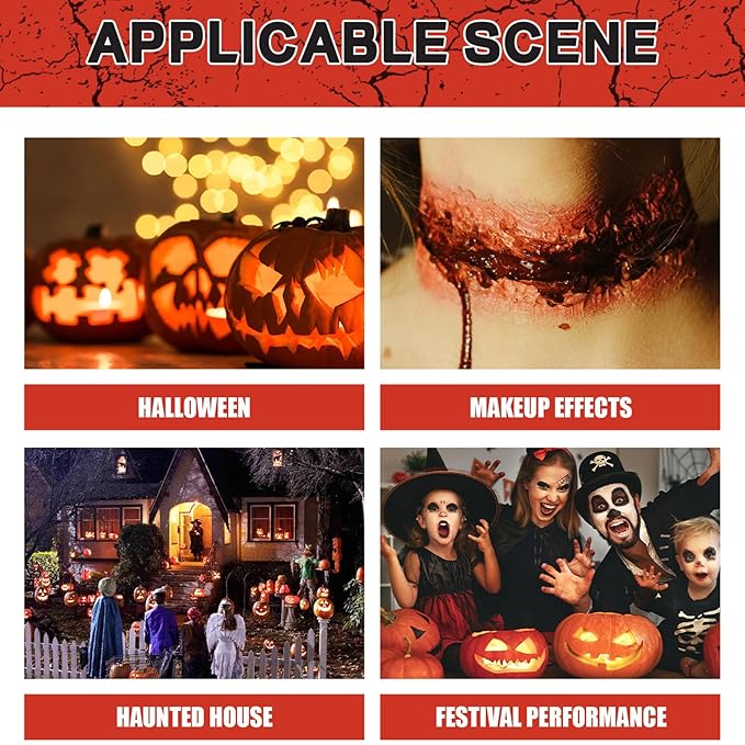 Halloween Fake Blood Kit,Fake Blood Spray+ Dripping Blood 1.76oz + Coagulated Gel Blood 1.06oz - Realistic Washable Fake Blood Makeup for Halloween Makeup Zombies Vampire Monster Cosplay & Dress Up