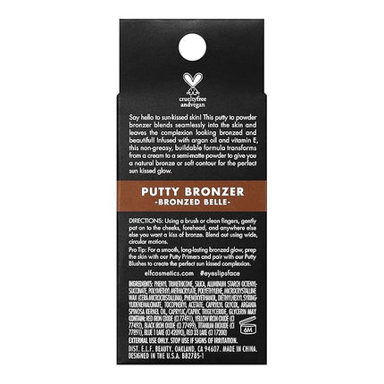 e.l.f. Putty Bronzer, Creamy & Highly Pigmented Formula, Creates a Long-Lasting Bronzed Belle Glow, Infused with Argan Oil & Vitamin E, 0.35 Oz