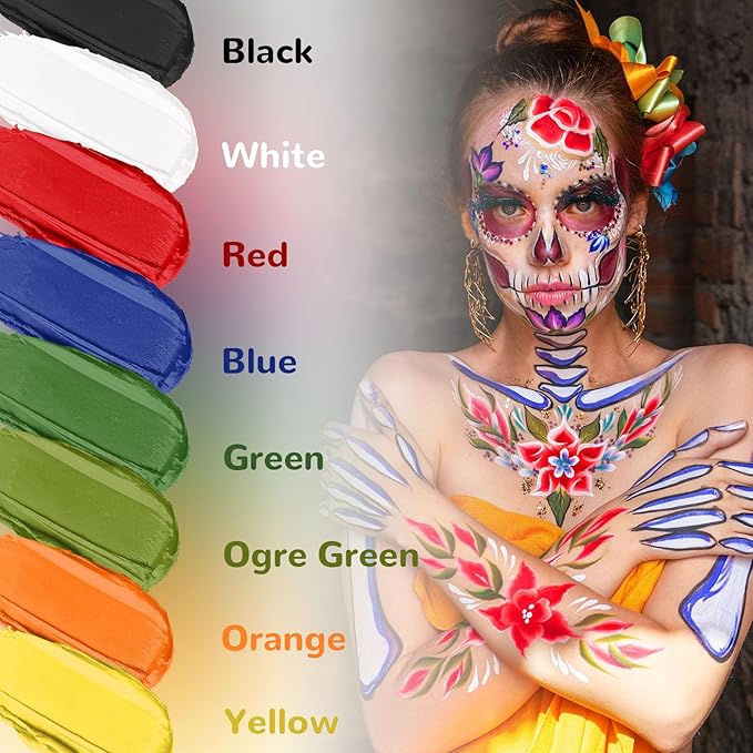 Black Cream Face Body Painting Foundation, Professional Waterproof Oil Based Black Face Paint for Halloween SFX Skeleton Joker Zombie Vampire Cosplay Makeup Adult Cosplay Costume Party