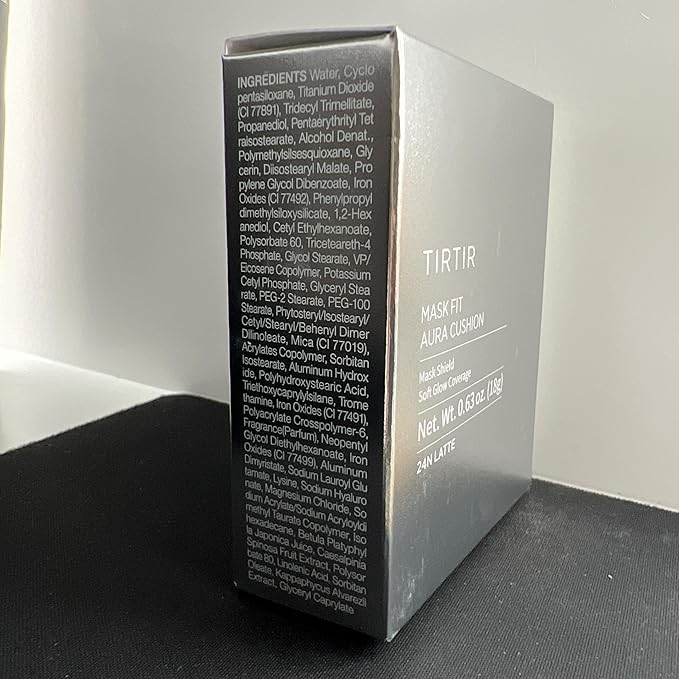 TIRTIR Mask Fit Aura Silver Cushion Foundation | Semi-glow Finish, Natural Coverage, Moisturizing, Lightweight, Korean cushion foundation (#24N Latte, Full Size, 0.63 Fl Oz)